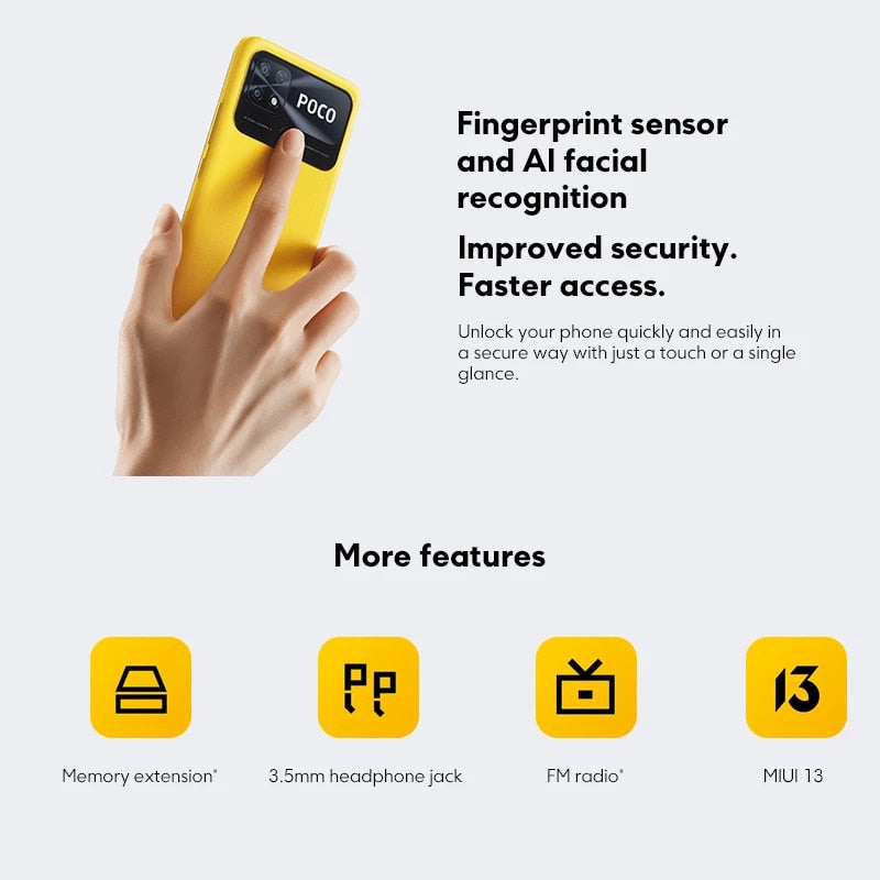 Global Version POCO C40 Smartphone  Octa Core CPU 6.71" DotDrop Display 13MP Dual Camera 6000mAh Battery FM radio