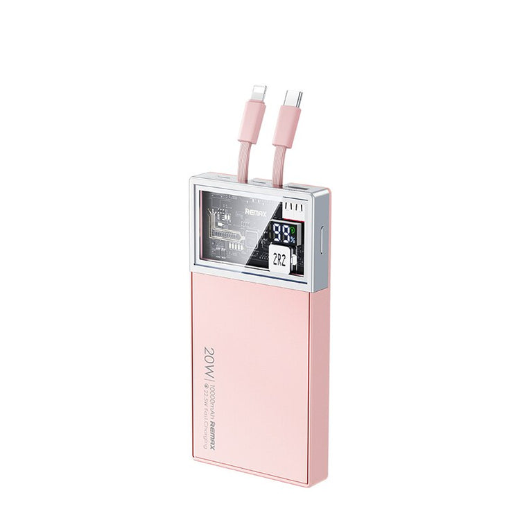 Remax 22.5W Power Bank 20000mAh Fast Charging External Battery Portable PD20W PowerBank Charger TypeC For iPhone Built in 2Cable