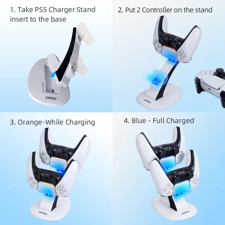 OIVO for PS5 Controller Charger Dock Station for PS5 Dual Controller Fast Charging Stand for Play Station 5