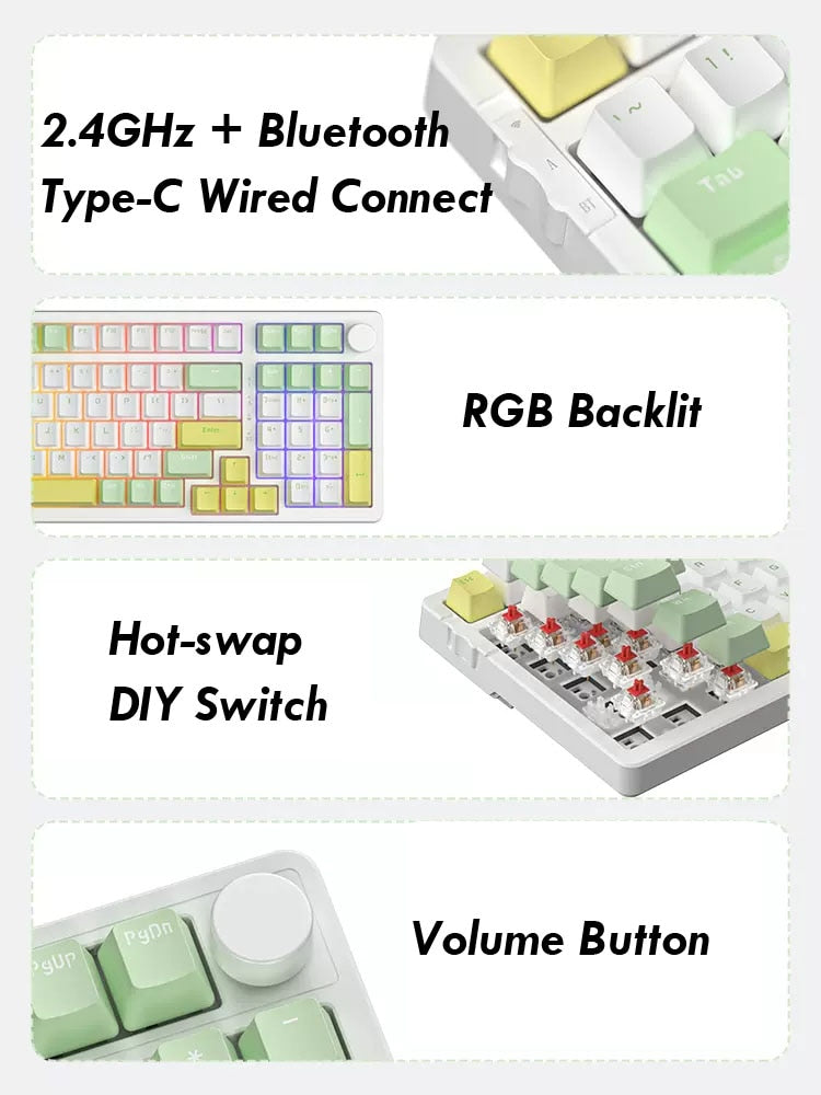 Ajazz AK992 92 Keys DIY Switch Keyboard Red Green Brown Shaft Hot-swap Mechanical Keyboard with RGB/White/No Backlit Optional