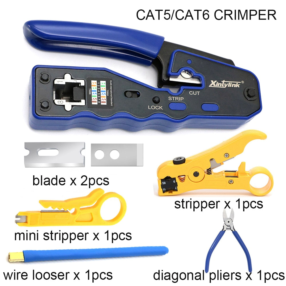 rj45 crimping tool set cat5 cat5e cat6 crimper network pliers 8p rj 45 ethernet cable Stripper wire clamp cutter tongs clip lan