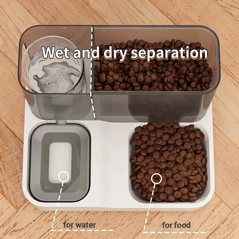 Large Capacity Automatic Cat Food Dispenser Drinking Water Bowl Pet Supplies Wet and Dry Separation Dog Food Container