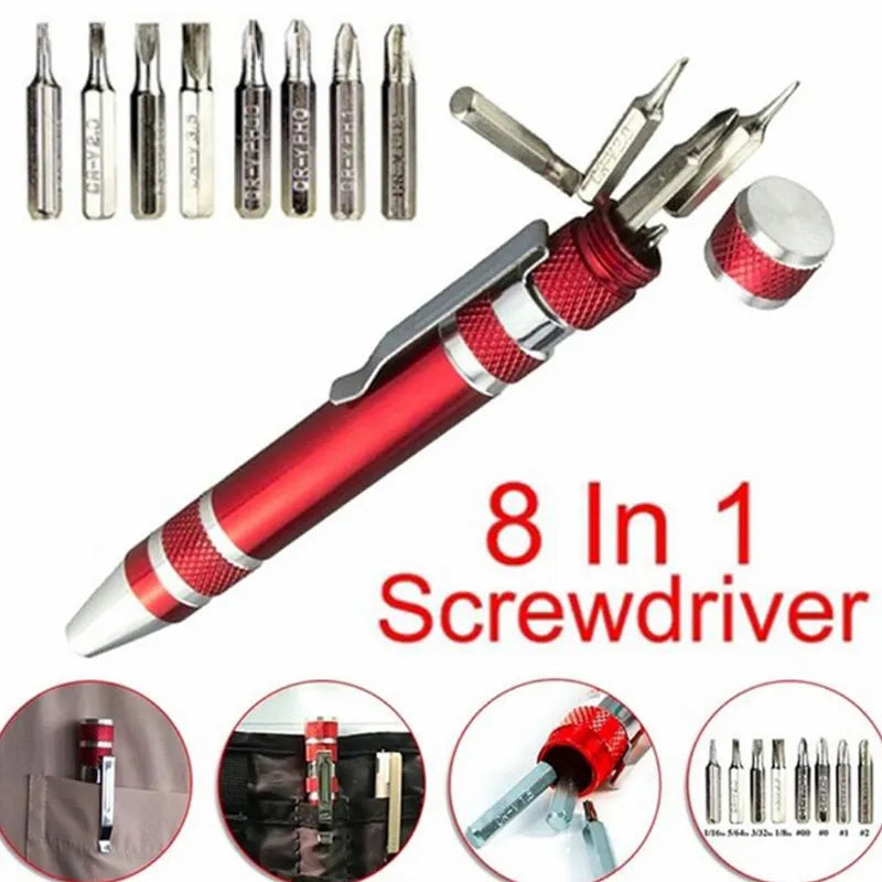 11cm Multifunction 8 In 1 Pocket Precision Mini Screwdriver Pen Repair Hand Tools Kit Hand Tools