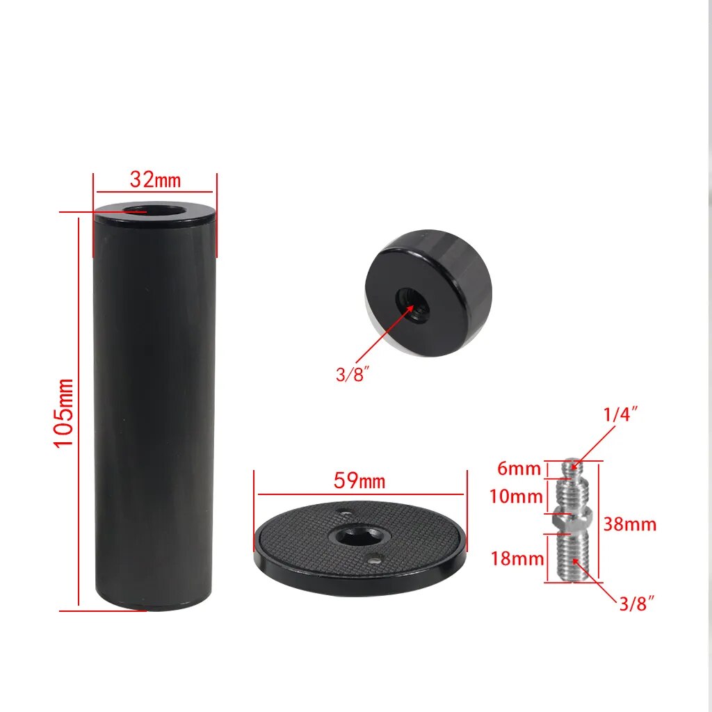 Carbon Fiber Center Column Extender Tube Extension for Tripod Monopod 22/25/28/32mm Camera Mount