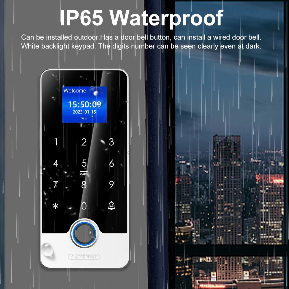 Tuya Bluetooth Door Access Control System IP67 Waterproof Metal Fingerprint Keypad 13.56Mhz Rfid Card Reader with Wiegand Output