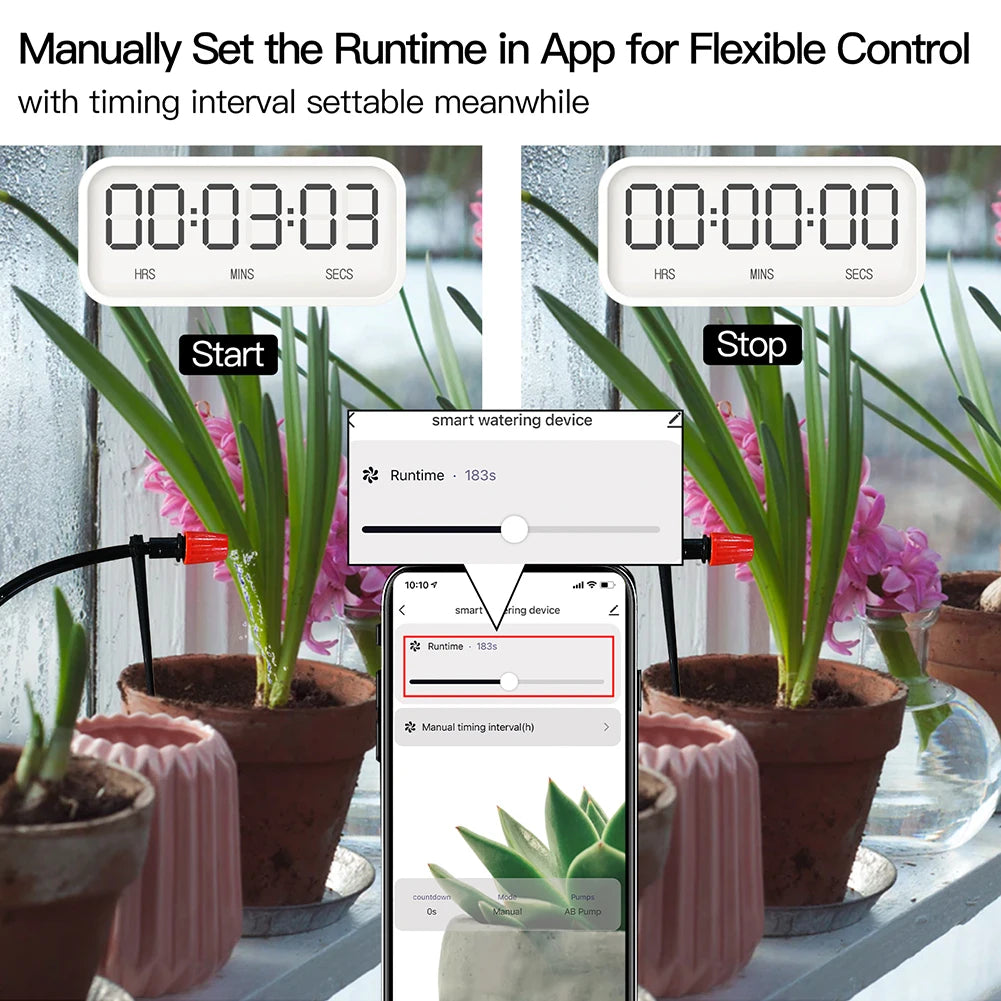 WiFi Smart Watering Machine Automatic Micro-drip Plants Controller System Garden Irrigation USB Chargable Work With Alexa Google