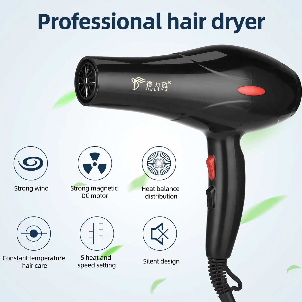 CkeyiN 1600W Professional Hair Dryers Strong Power Blow Dryer Barber Salon Styling Tool with 3 Temperature 2 Speed Personal Care