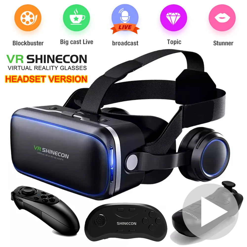 2023 Original VR Shinecon 6.0 Virtual Reality Glasses 3D VR Glasses Stereo Helmet Headset with Remote Control for IOS Android
