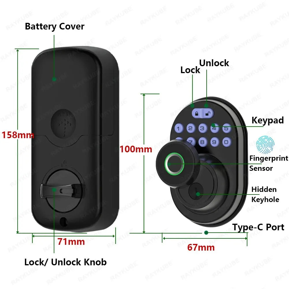 Smart Deadbolt Lock Tuya Bluetooth Fingerprint Digital Electric Lock Support Remote Temporary Password For Wooden Door 904F