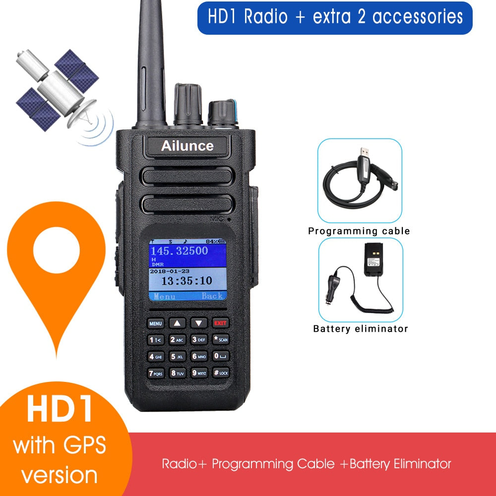 Ailunce HD1 DMR Digital Walkie Talkie Ham Radio Long Range Amateur Two-Way Radio Walkie-talkie GPS VHF UHF Dual Band Transceiver