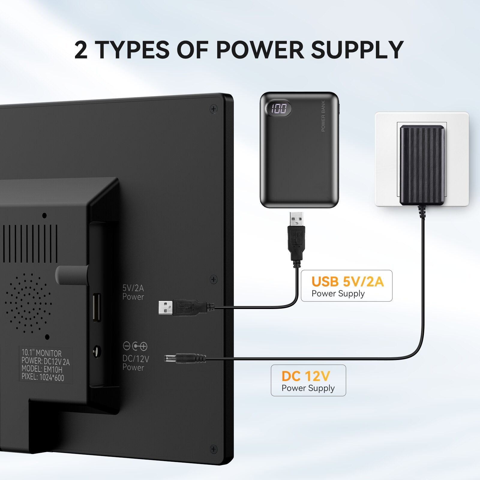 Eyoyo 10/7 Inch HDMI Monitor with Sensitive Touch Buttons & Speaker & Remote Controller HD 1024x600 IPS Screen DC 12V/USB  Power