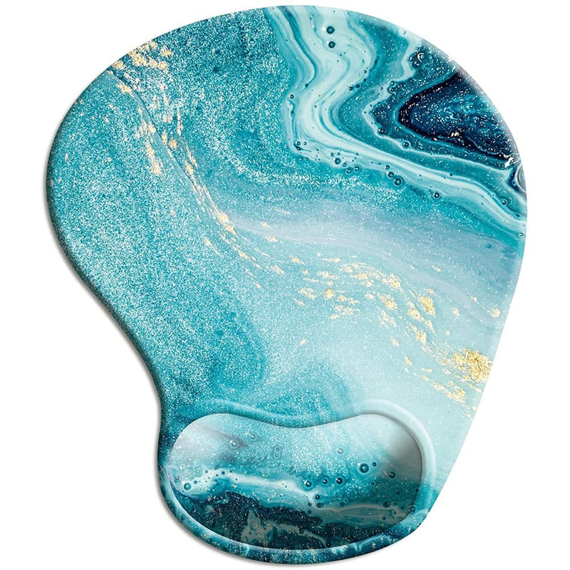 Marble Style Ergonomic Mouse Pad with Wrist Rest Non-Slip Rubber Pad Under Hand Office on The Table Hand Cushion Wrist Support