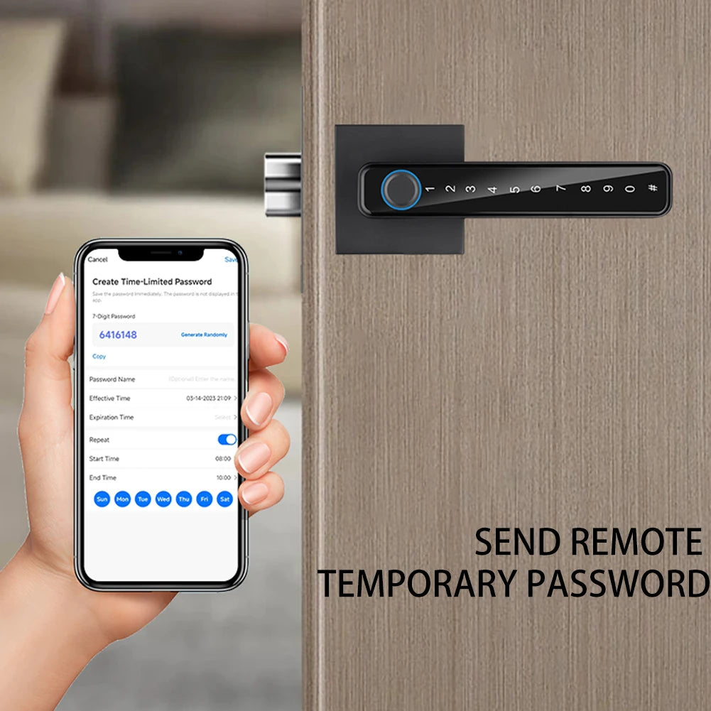 Fingerprint Security Handle Lock Type-C Emergency Charge Digital Electronic Door Lock Anti Peeping for Home Office Glass Doors