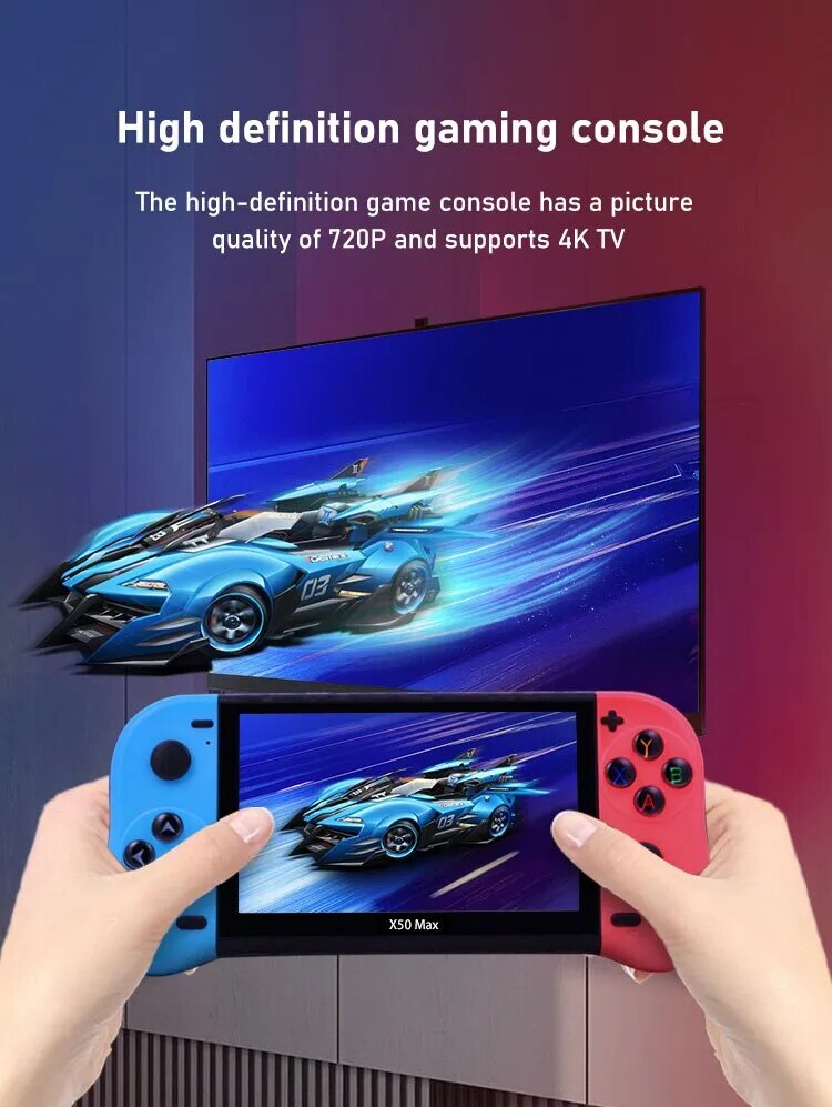 VILCORN X50-MAX 5.1 Inch Handheld Console Support TV Output Retro Portable Video Game Console Gaming Player For PS1 GBA