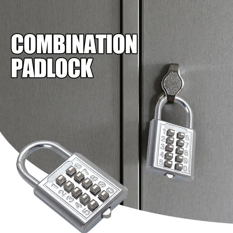 Number Lock For Lockers Small Combination Lock 8/10 Digits Outdoor Digital Code Padlock Button Combination Security Padlock