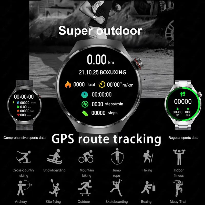 For Huawei GT4 PRO Smart Watch Men Watch 4 Pro AMOLED HD Screen Bluetooth Call GPS NFC Heart rate BloodSugar SmartWatch 2024 New