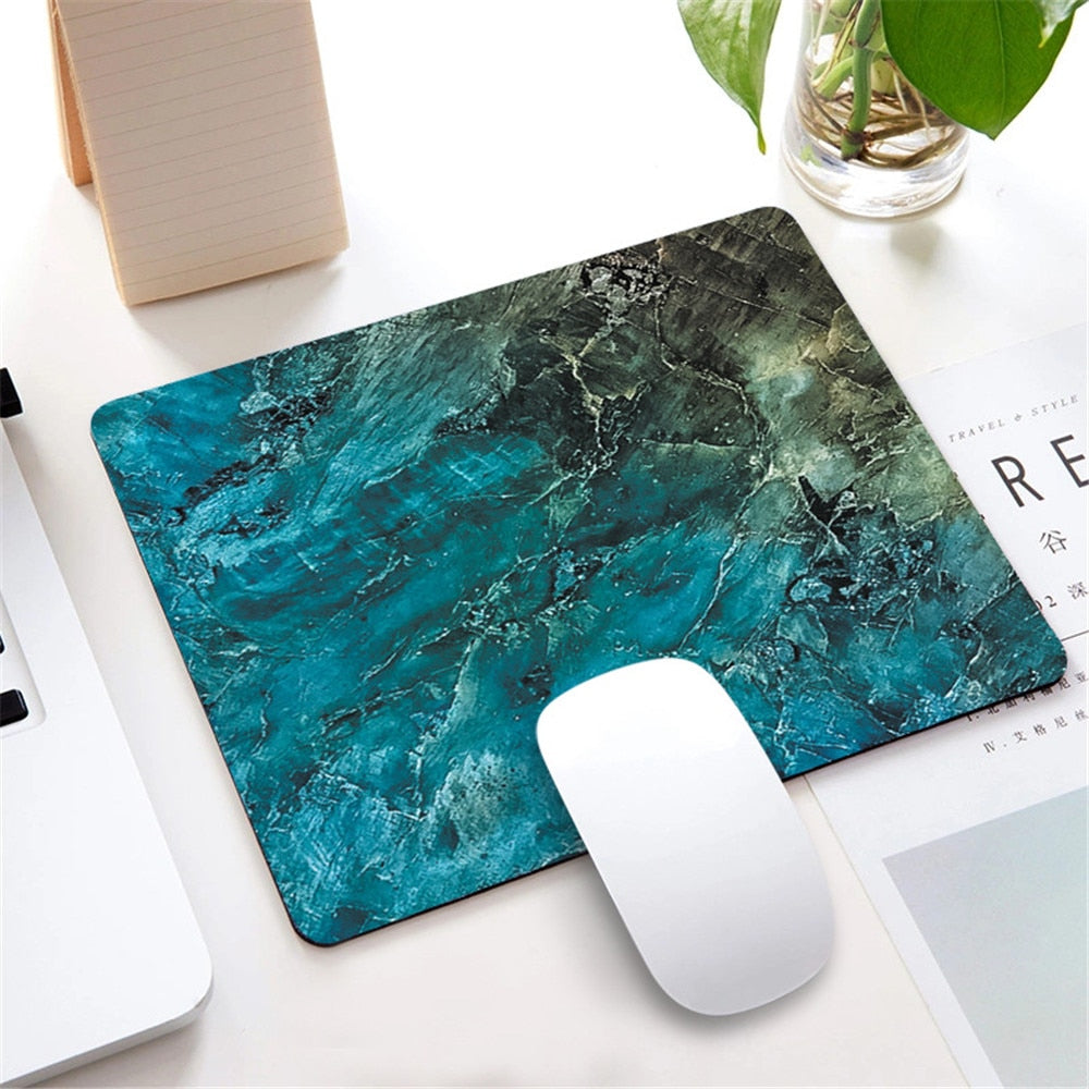 Marble Nordic Style Small Mouse Pad Computer Laptop Mousepad Rectangle Non-slip Rubber Base Deskpad Table Mat Desk Accessories
