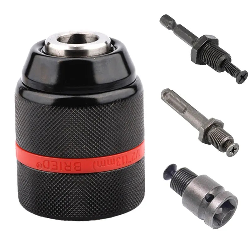 0.8-10mm 2-13mm Threaded Keyless Metal Drill Chuck Quick Grip Adapter Hex SDS Square Shanks Impact Screwdriver Tap Wrench Chucks
