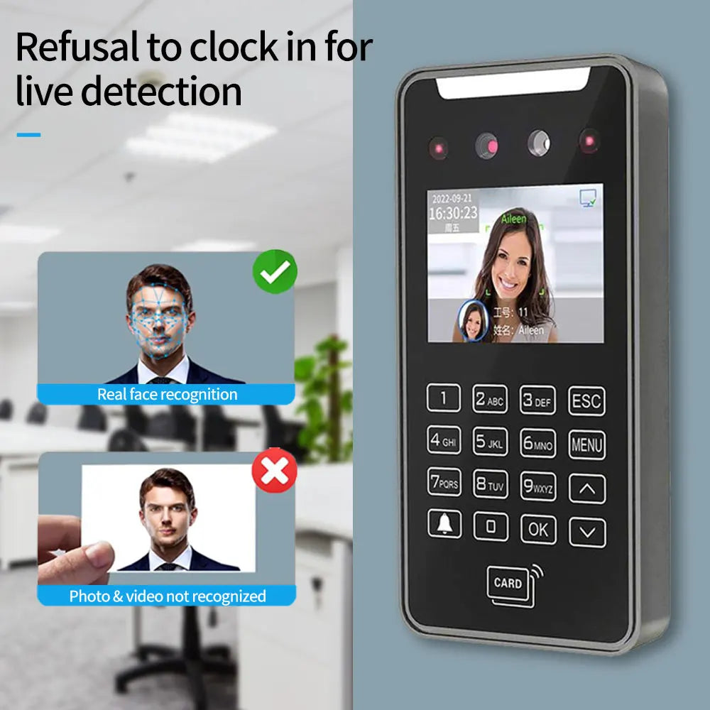2MP HD 2.8inch 5000User Biometric Face Recognition Access Control System TCP IP Wifi Cloud Software SDK Staff Attendance Reader