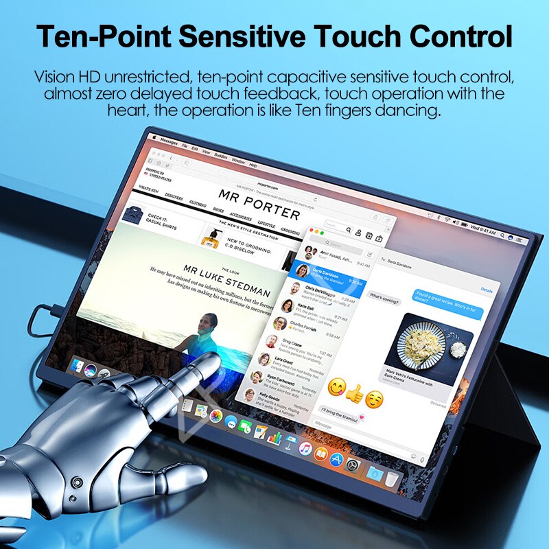 15.6/17.3 Inch 4K 144Hz Touchscreen Portable Monitor 100%DCI-P3 HDR 1MS FreeSync IPS Screen Game Display For XBox PS4/5 Switch