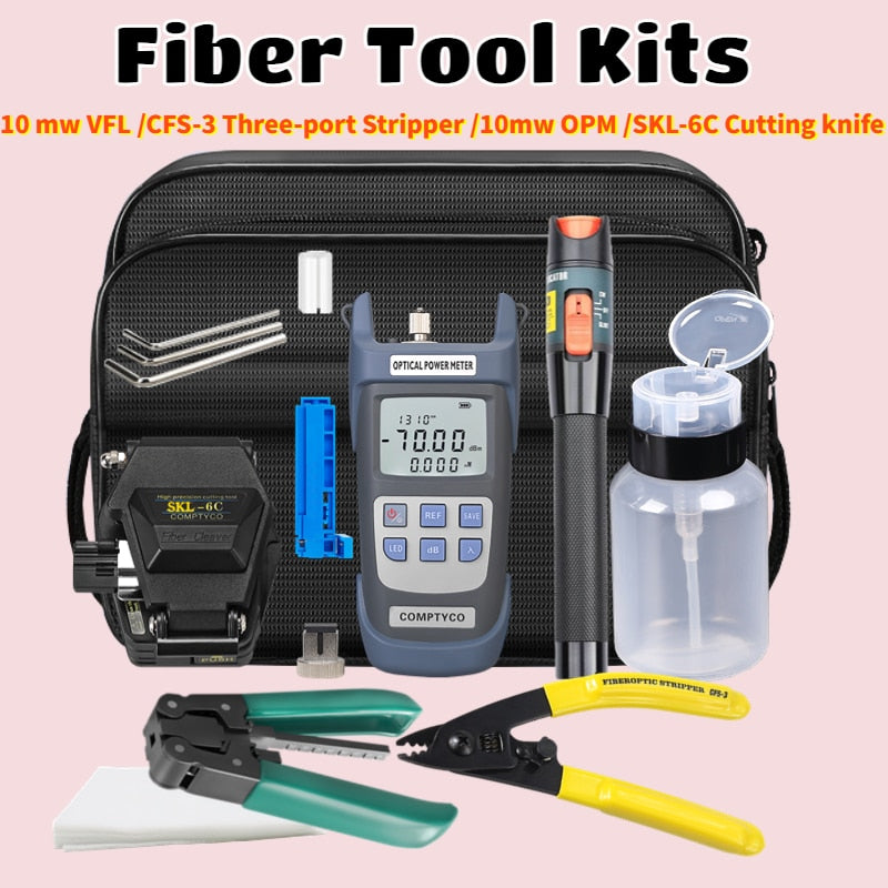 Fiber Tool Kit Fiber Optic with Fiber Optica 10mw Power Meter 10mW VFL Cleaver FC-6S/SKL-6C  VCFS-3 Three-port stripper Tool Kit