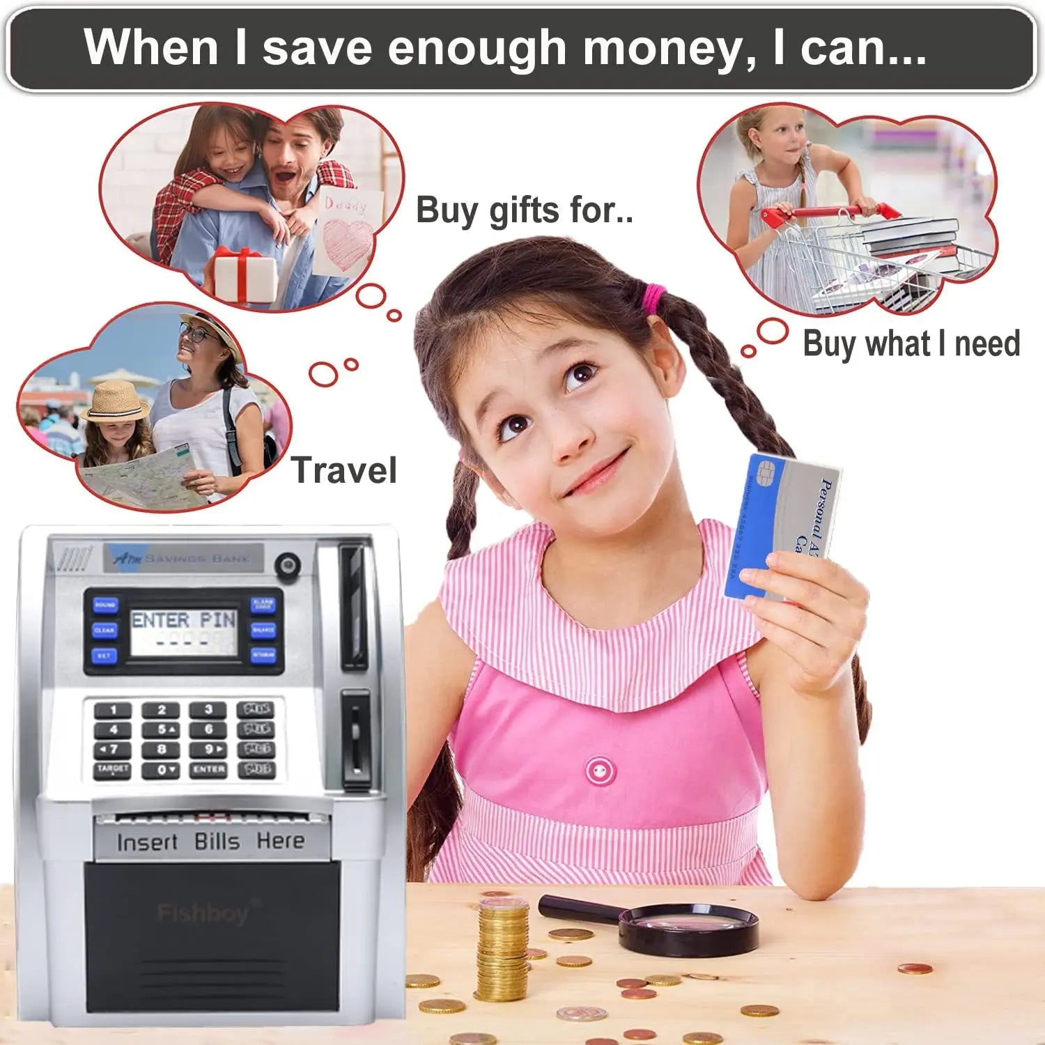New ATM Electronic Bank Password Money Box Cash Coin Deposit Box Safe Automatic Deposit Money Note Christmas Gift