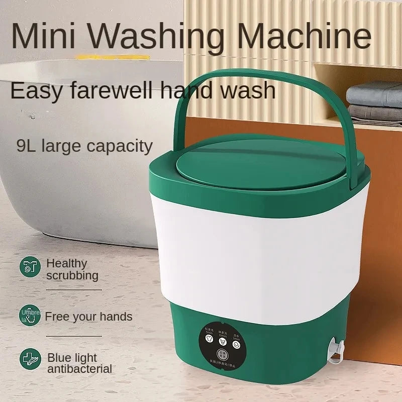 9L Portable Washing Machine With Blue Light Spin Dryer Mini Washer for Underwear Sock Bra Travel Home Use 2023 New
