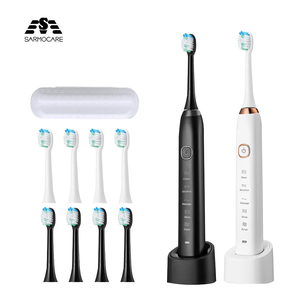 Sonic Electric Toothbrush Smart Adult Ultrasonic Tooth Brush Rechargeable Teeth Whitening  8 Toothbrushes heads Sarmocare S100