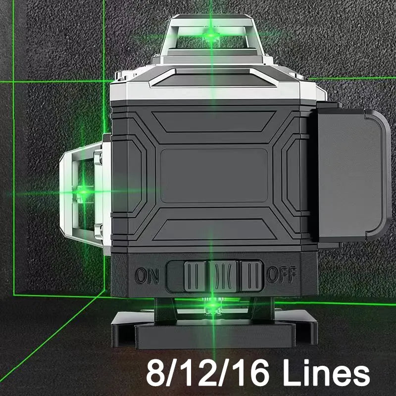 8/12/16 Lines 3D/4D Laser Level Green Line Self-Leveling 360° Horizontal ＆ Vertical Cross Powerful Green Beam Laser Level Tools