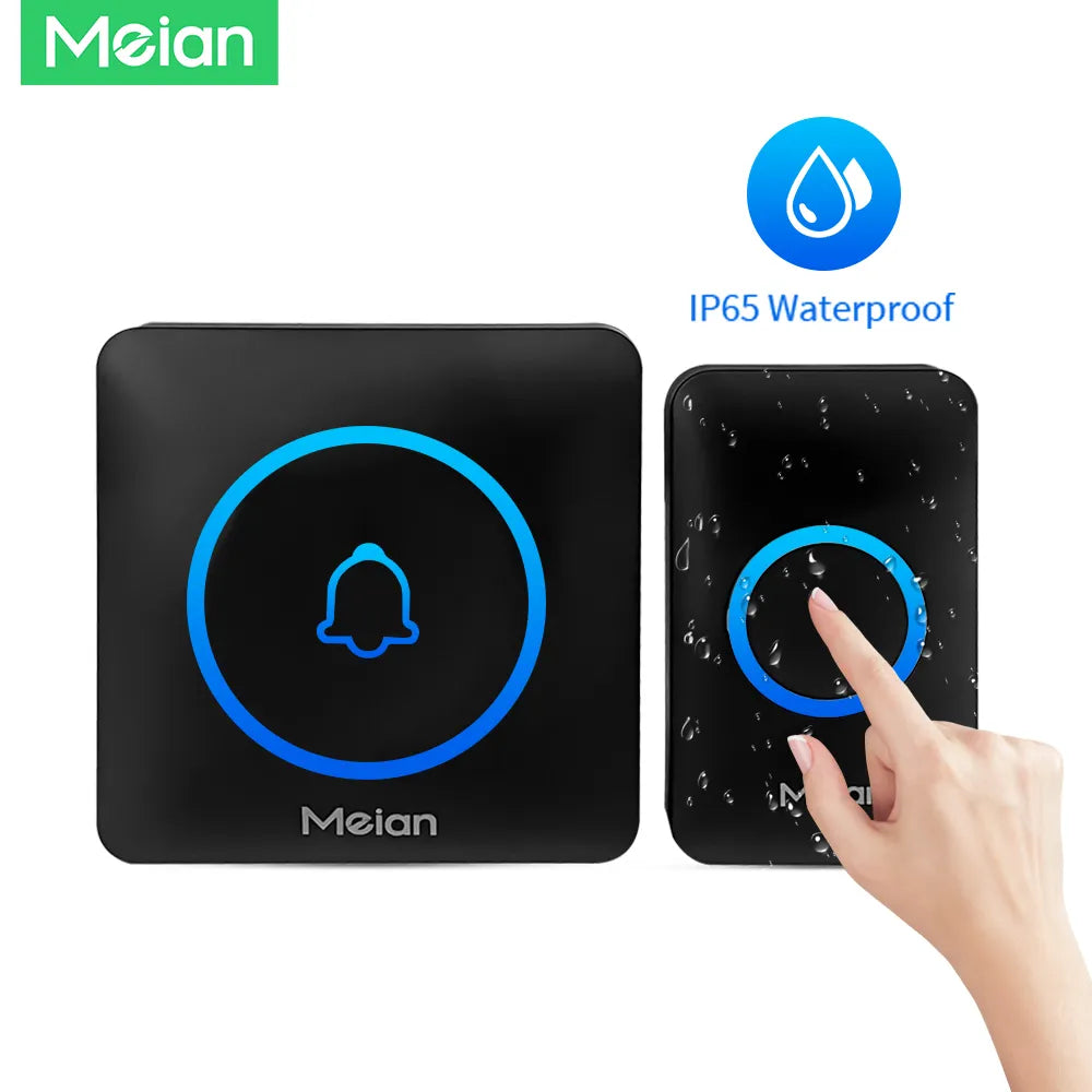 Meian Smart Home Doorbell Wireless Outdoor Doorbell IP65 Waterproof Door Bell 60 Songs Smart Security Alarm Door Bell Chime Kit