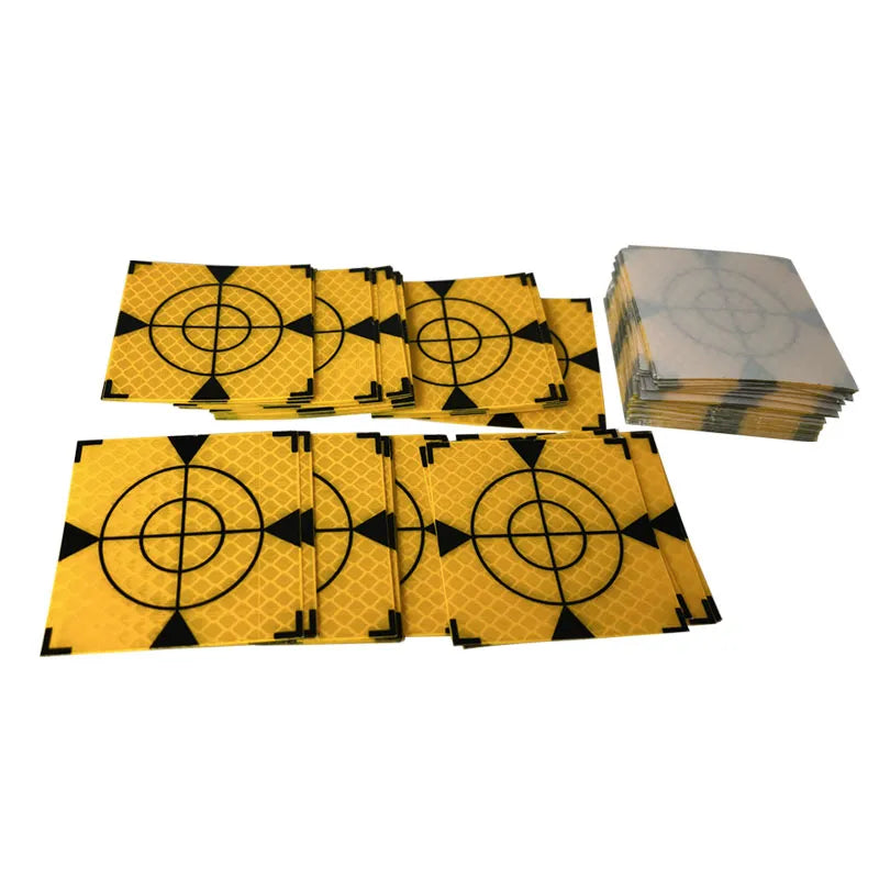 100pcs Size 60x60mm 20 30 40 50 mm Reflector Sheet For Total Station Survey Geography Yellow Triangle Sheet Reflective Sticker