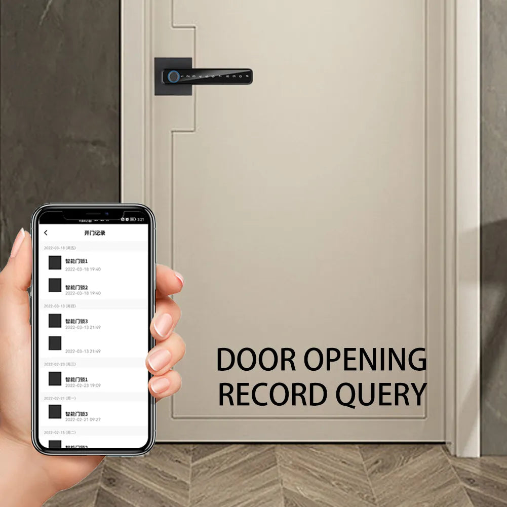 Fingerprint Security Handle Lock Type-C Emergency Charge Digital Electronic Door Lock Anti Peeping for Home Office Glass Doors