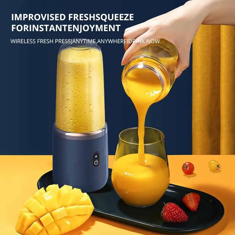 6blade Portable Blender Mini Juicer Cup Extractor Smoothie USB Charging Fruit Squeezer Blender Food Mixer Ice Crusher Portable