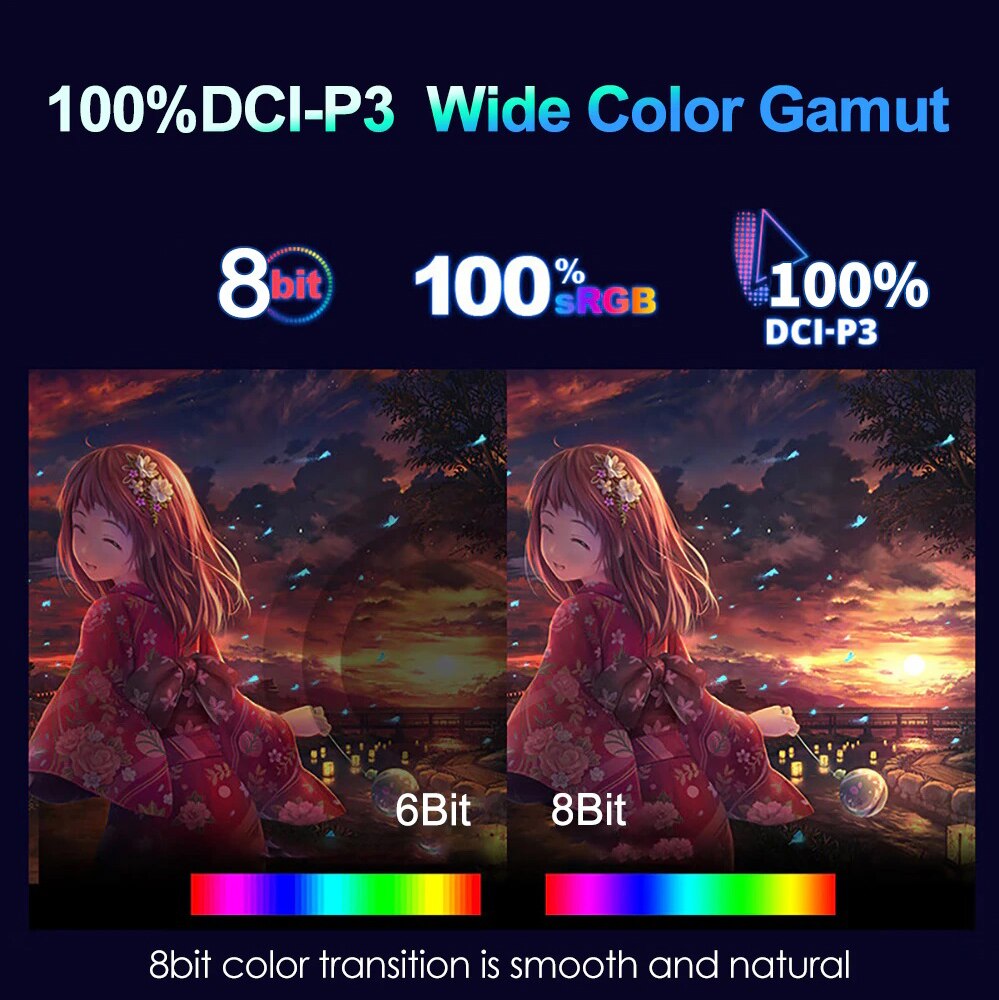 18 Inch 2.5K 144Hz Portable Monitor Freesync 99%DCI-P3 Display IPS Gaming Screen For PC Laptop Mac Phone Xbox PS4/5 Switch