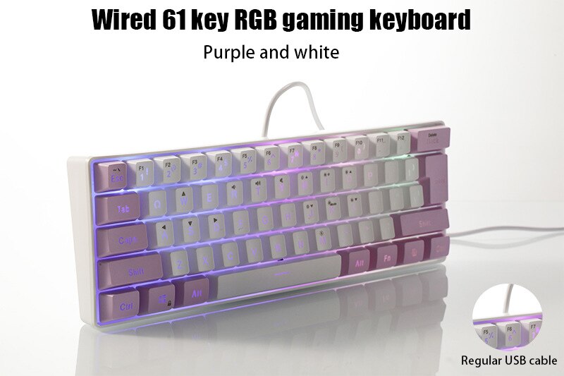 61 Key K401 for PC Laptop Desktop Wired Gaming Film Keyboard RGB Illuminated Keyboard 60% PC Gaming Keys