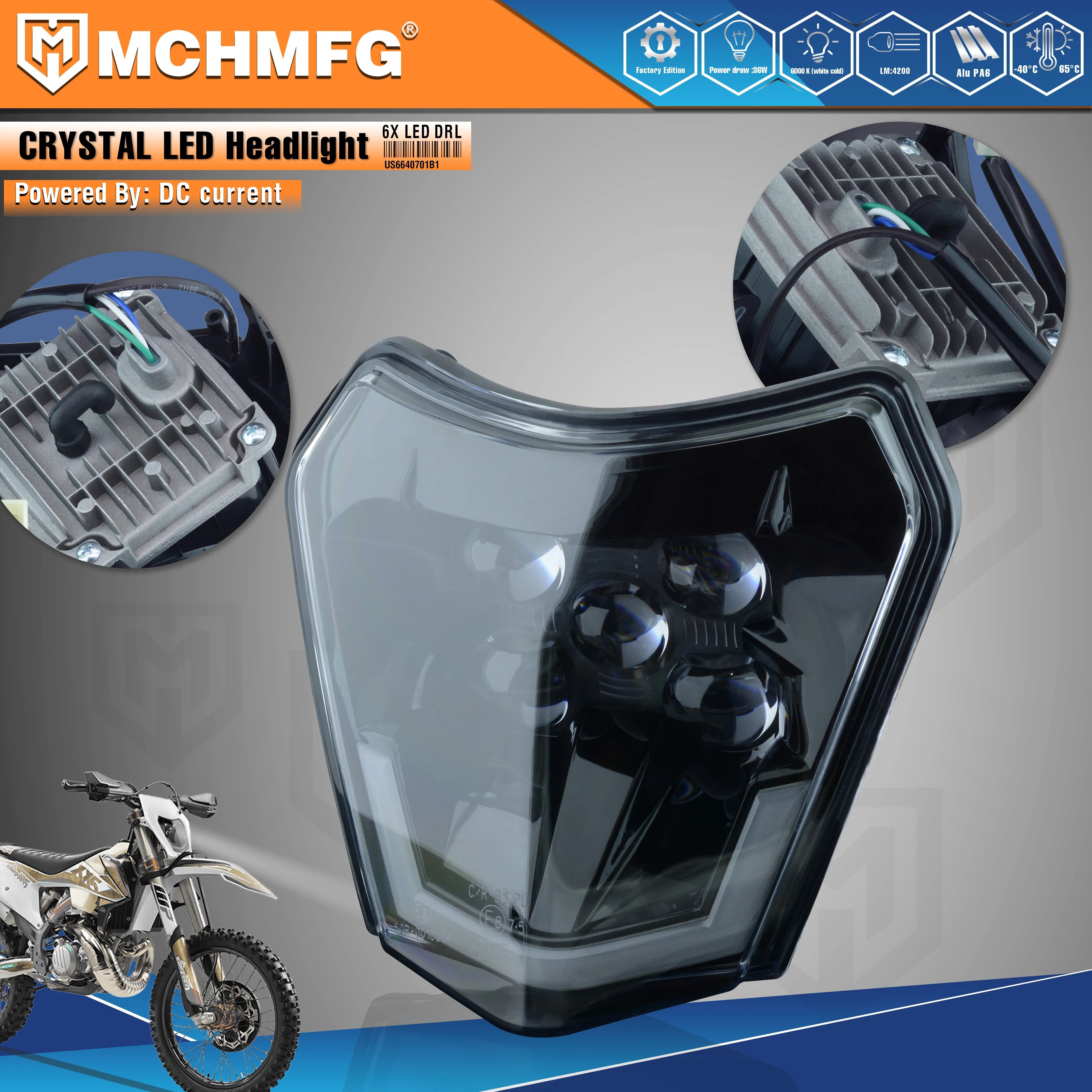 MCHMFG Motorcycle  crystal LED Headlight Headlamp For KTM EXC  SX SXFXC XCF XCW XCFW 2020 2021 2022 Enduro MX Motorcycle