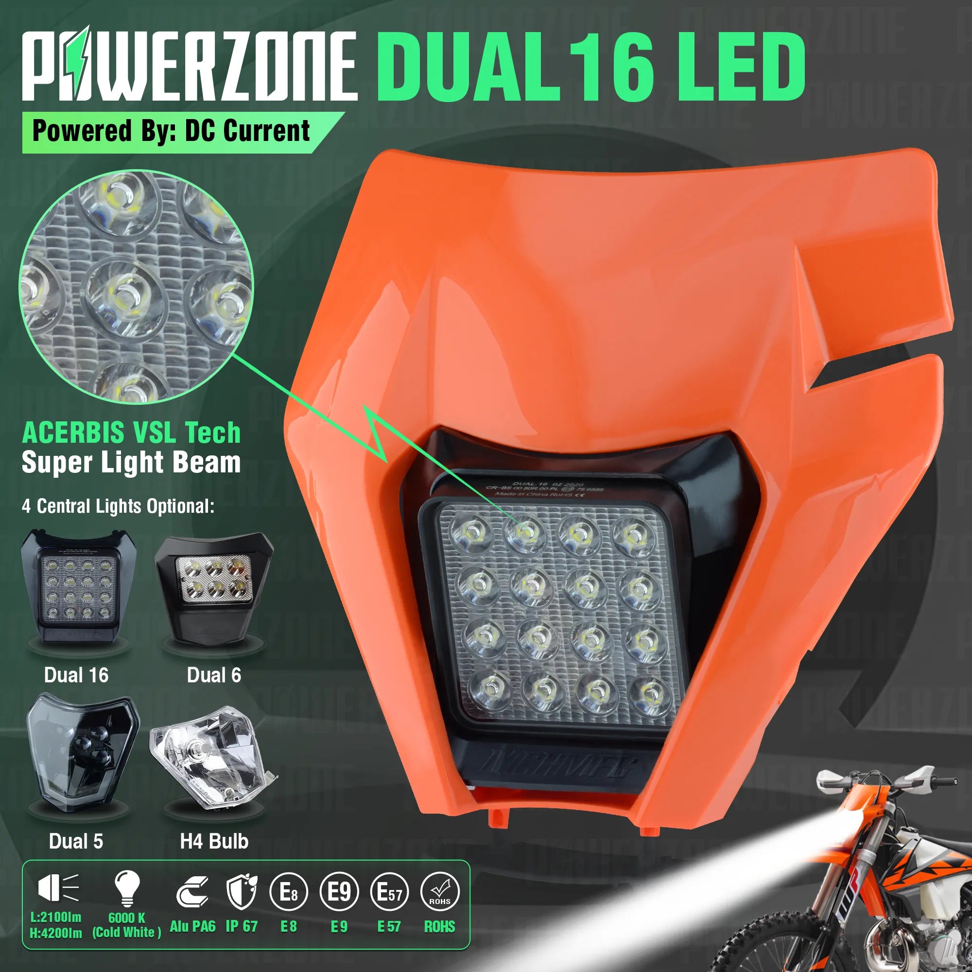 POWERZONE Motorcycle LED Headlight Headlamp For 2014-23 KTM Headligt EXC XCF SX F SMR Enduro Dirt Bike Motocross Supermoto