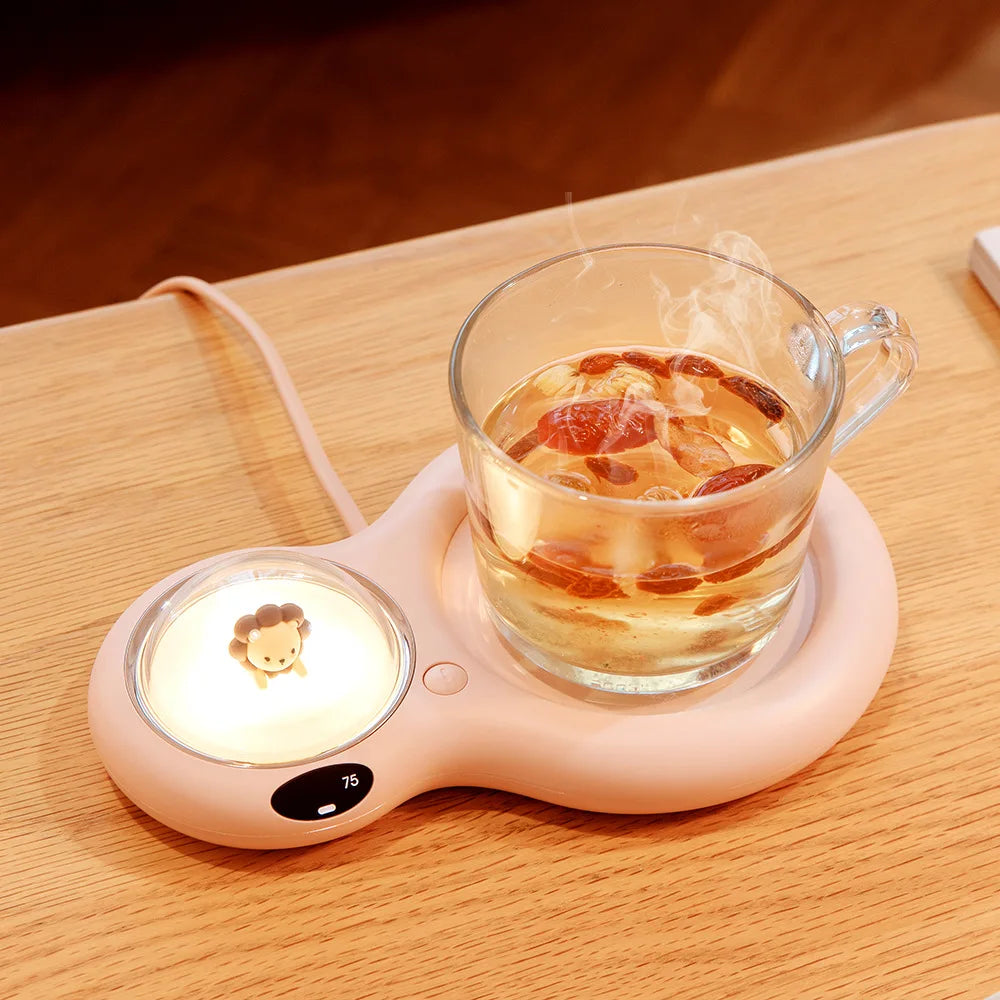 Smart Cup Heater Pad 3 Speed Ddjustment Coffee Mug Warmer with Cute Doll Auto Shut Off Electric for Tea Home Water Winter Milk