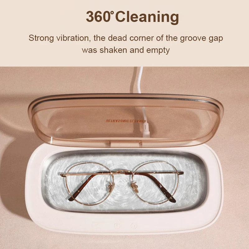 Portable Ultrasonic Cleaning Machine Ring Cleaner 45000 Hz High Frequency Vibration Wash Cleaner Washing with 4 Modes Timing