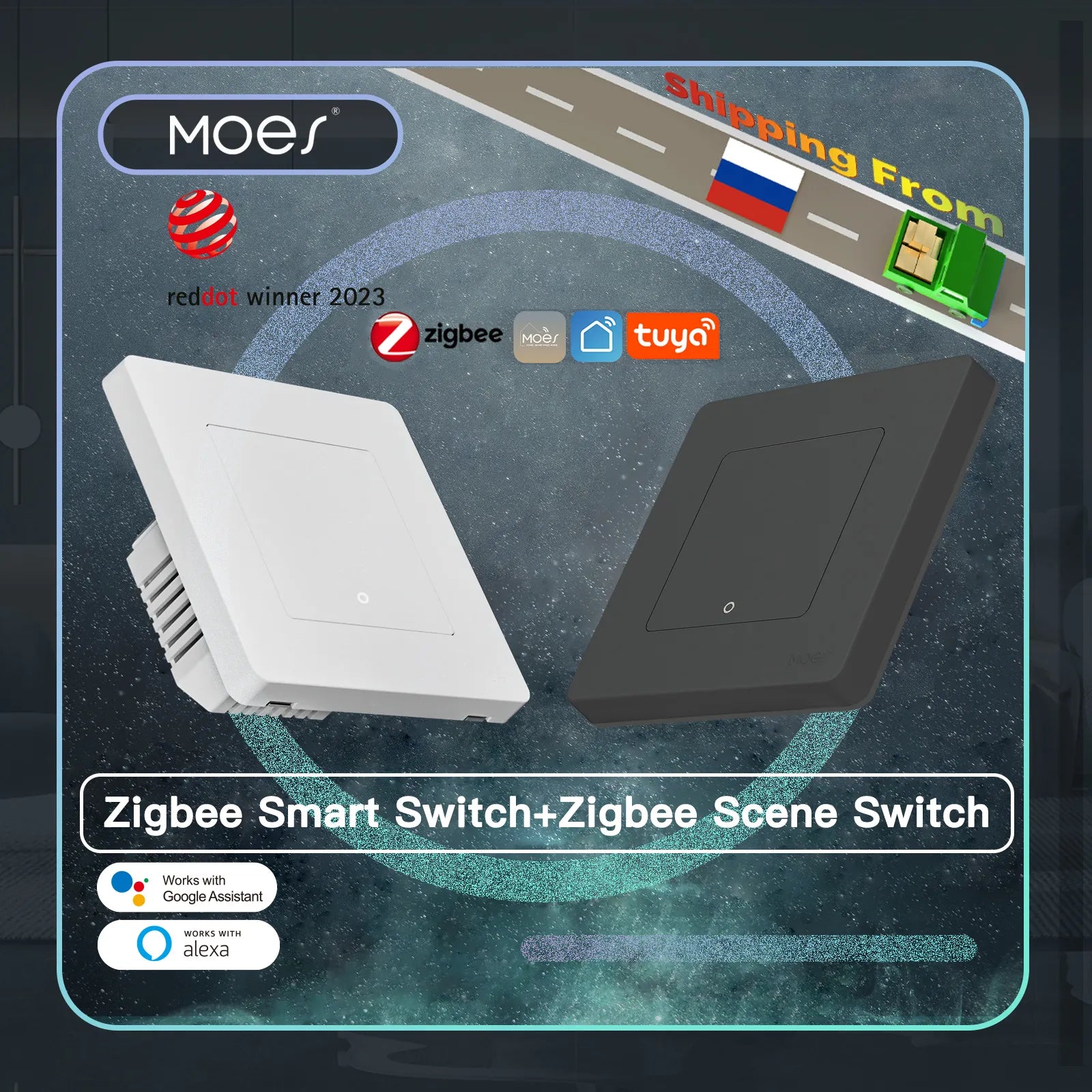 MOES New Star Ring Tuya Smart ZigBee3.0 Push Button Switch/Scene Switch Smart Life APP Remote Control Work with Alexa Google