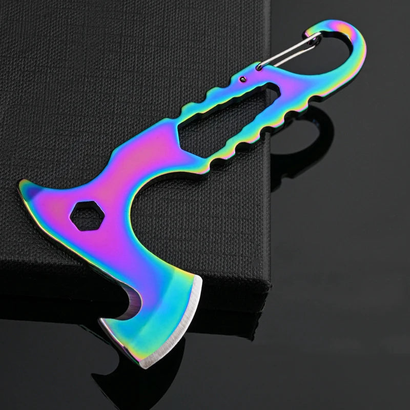 Multifunctional Stainless Steel Mini Plate Axe Outdoor Camping Portable Small Tool Unpacking Fixed Blade Knife With Screwdriver