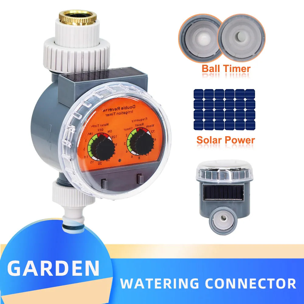 1PC Garden Irrigation Solar Power Ball Valve Water Timer LCD Automatic Electronic Irrigator Home Controller System Greenhouse