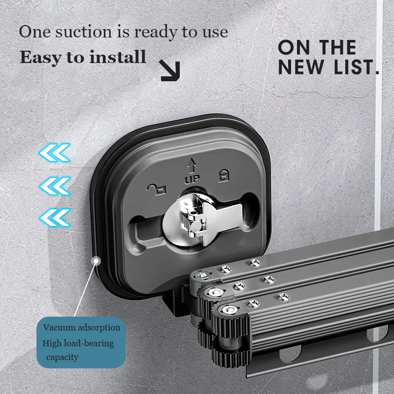 Retractable Clothes Drying Rack No Punching Laundry Drying Rack Wall Mount Suction Cup Drying Rack Travel Portable Hanger