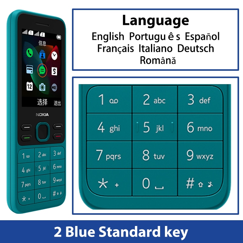 Original and New Nokia 150 2G Mobile Phone Multilingual 2.4 inch Dual SIM Cards Bluetooth FM Radio 1020mAh Feature Mobile Phone