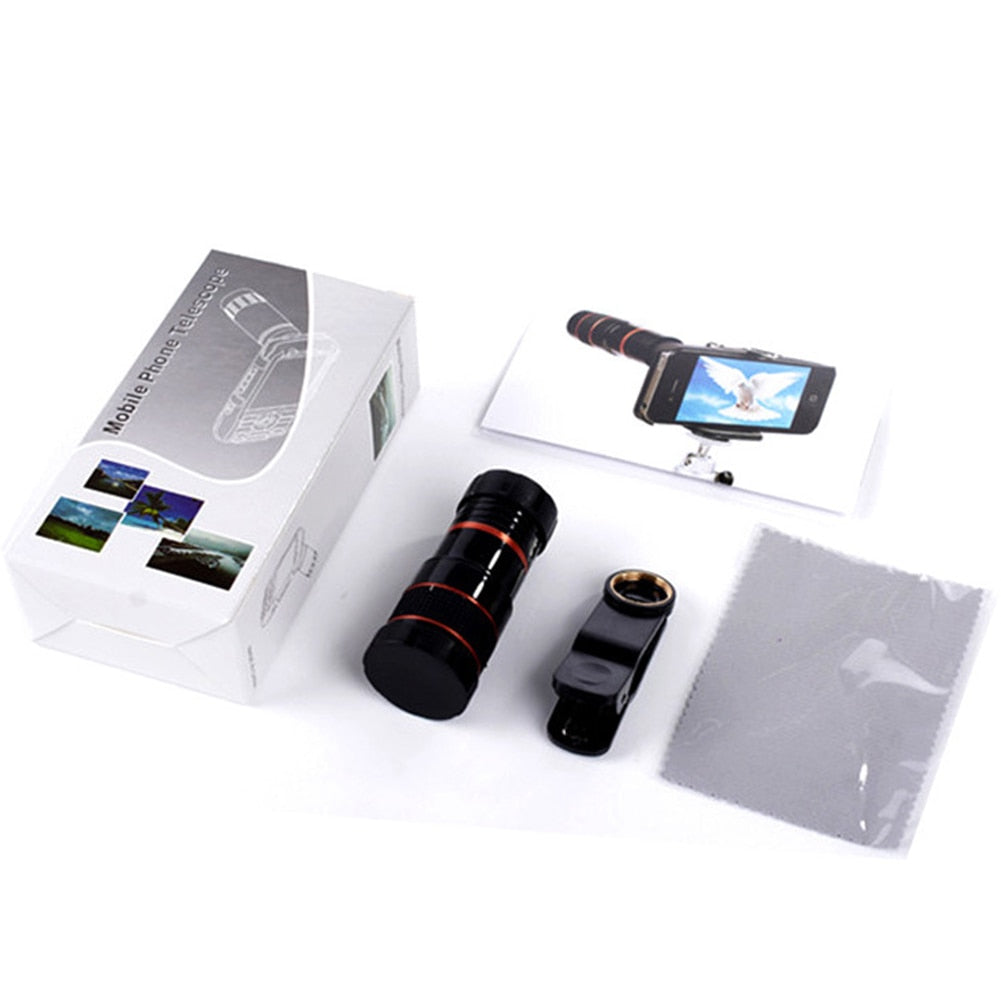 Lens Universal Clip 8x Zoom Phone Camera Telephoto Lens Monocular Telescope Phone Universal Optical Telescope Lens For iPhone