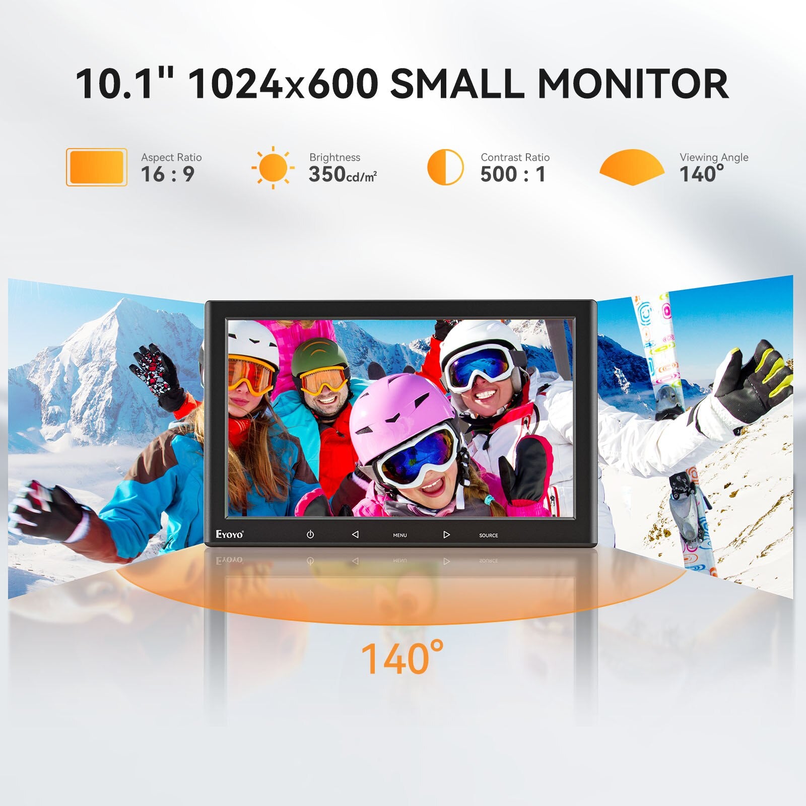 Eyoyo 10/7 Inch HDMI Monitor with Sensitive Touch Buttons & Speaker & Remote Controller HD 1024x600 IPS Screen DC 12V/USB  Power