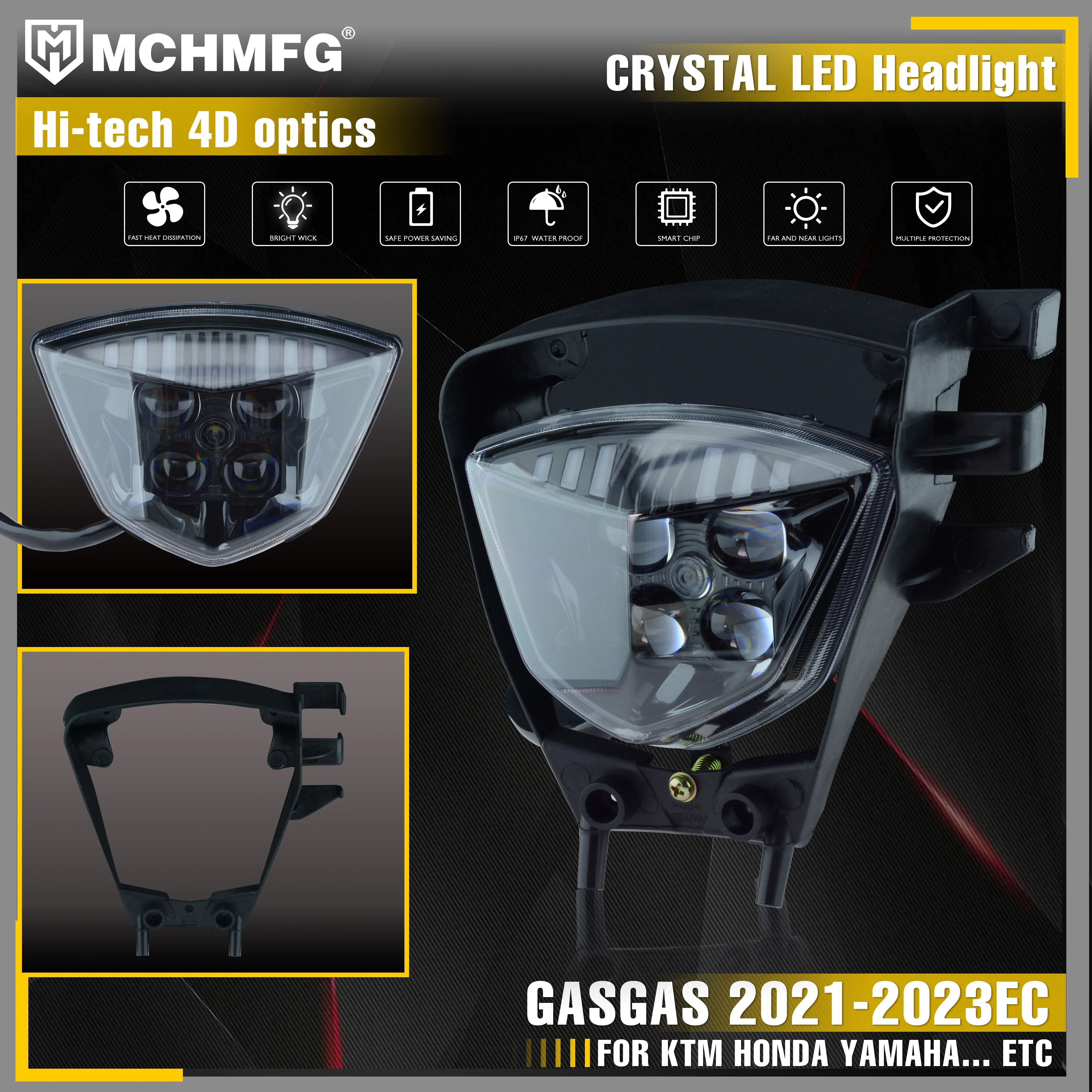 MCHMFG Motorcycl  crystal LED Headlight Headlamp For GASGAS 2021-2023 EC 2021 2022 2023 Enduro Motorcycle