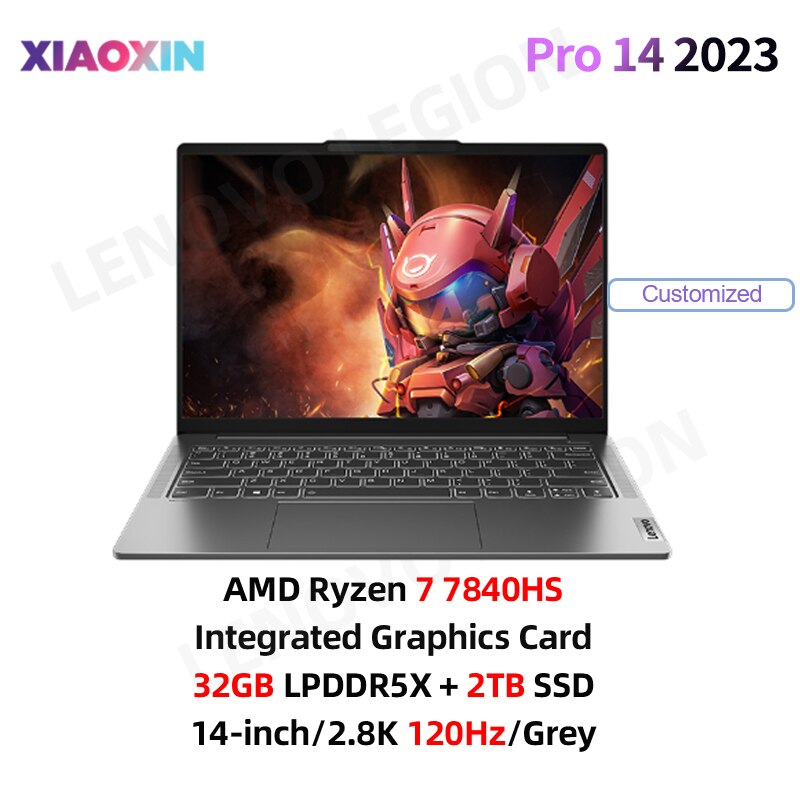 Lenovo Xiaoxin Pro 14 Laptop 2023 AMD Ryzen7 7840HS  Radeon 780M 32G LPDDR5X 1T/2T SSD 2.8K 120Hz IPS Screen 400nits Notebook