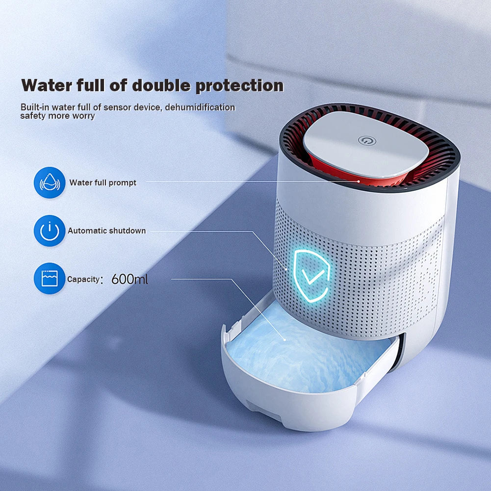 Small Dehumidifier  Air Dryer 600ML Moisture Absorbent Dehumidifier Low Energy Consumption for Drawer Wardrobe Home Appliance
