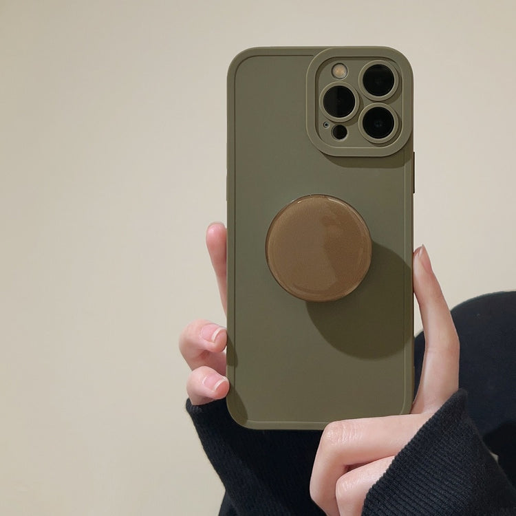 Retro Solid Color Matte With Holder Case For iPhone 14 13 12 11 Pro Max 7 8 Plus XS X XR SE 2022 Mini Soft Silicone Bumper Cover